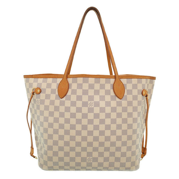 Louis Vuitton White Tote MM Azur Damier Bag Neverfull - Picture 1 of 8